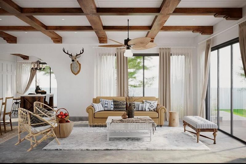 Hô biến không gian nội thất phòng khách biệt thự với bộ bàn ghế sofa bọc da, bọc vải cao cấp này