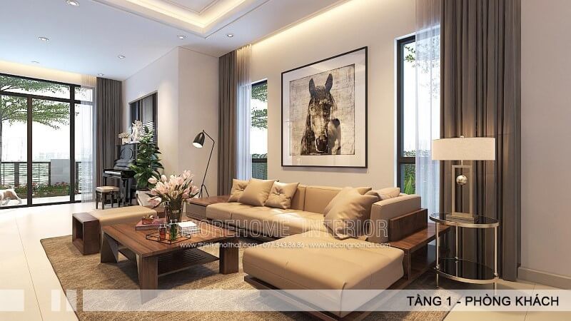 Sofa gỗ óc chó chữ L tận dụng tối đa được diện tích phòng khách, sản phẩm đến sự tiện dụng, rộng rãi cho những cuộc trò chuyện vui vẻ.
